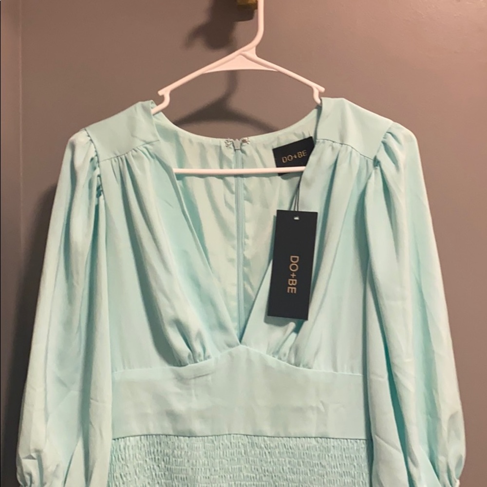 Teal blue long sleeve dress